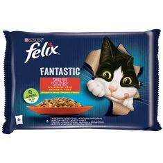 Влажный корм для кошек Felix Fantastic в желе с курицей и говядиной 4 шт x 85 г (7613039757314)