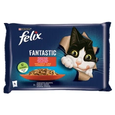 Влажный корм для котов Felix Wiejskie Smaki в желе с говядиной и курицей 4 шт x 85 г (7613039778074)