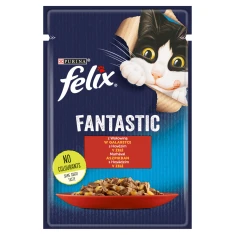 Влажный корм для котов Felix Fantastic с говядиной в желе 85 г (7613039786253)