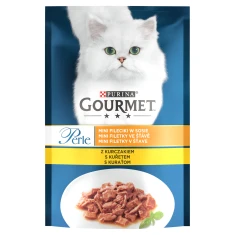 Вологий корм для котів Gourmet Perle міні філе в соусі з куркою 85 г (7613287605399)