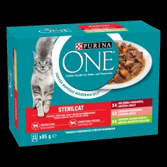 Вологий корм для стерилізованих котів Purina One Sterilcat мікс смаків з яловичиною, лососем, індичкою та овочами 12 шт x 85 г (7613287903877)