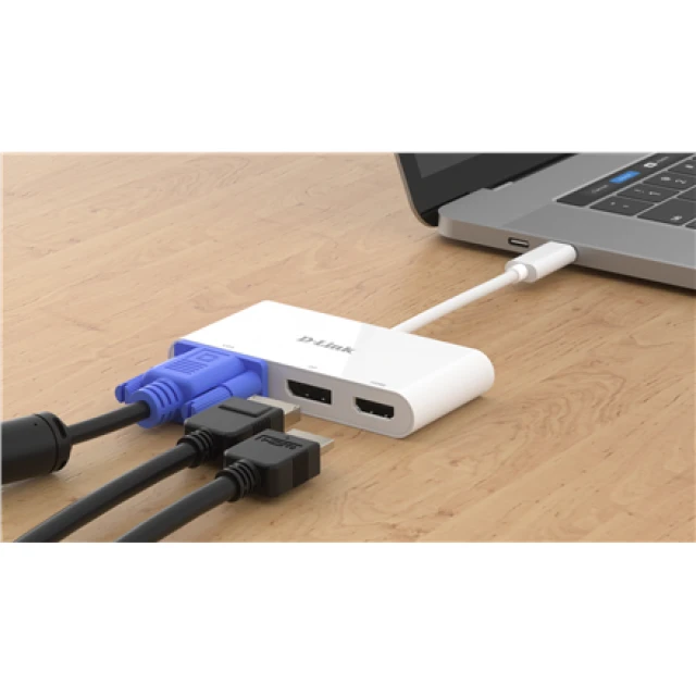 Адаптер D-Link DUB-V310 3 в 1 USB-C на HDMI/VGA/DisplayPort з USB хабом (790069450457)