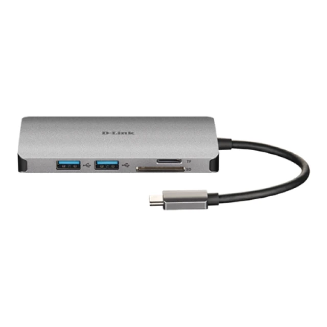 USB-хаб D-Link DUB-M810 8-in-1 USB-C з HDMI/Ethernet/кардрідером/Power Delivery (790069450471)