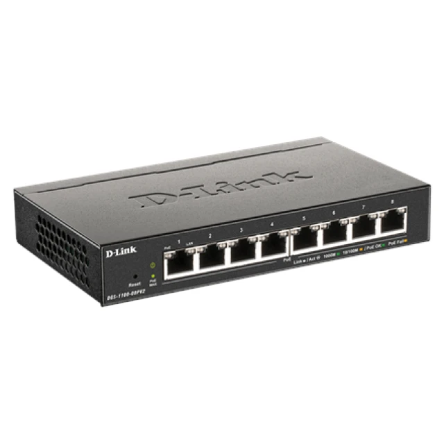 Комутатор D-Link DGS-1100-08PV2 8-портовий Gigabit PoE Smart керований настільний (790069453311)