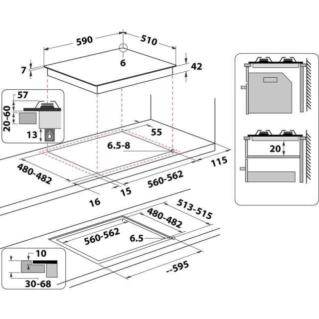 Газова варильна поверхня Whirlpool AKTL 629/NB1 Black (8003437644412)