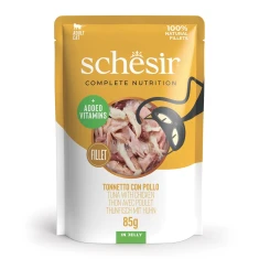 Вологий корм для котів Schesir Adult з тунцем і філе курки 85 г (8005852171016)