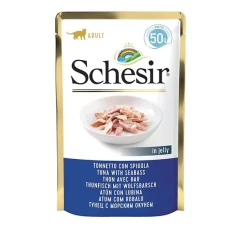 Вологий корм для котів Schesir Single Dish з тунцем та сібасом 50 г (8005852617613)
