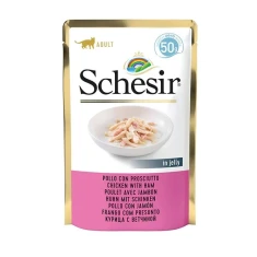 Вологий корм для котів Schesir Single Dish філе з курки та шинки 50 г (8005852617675)