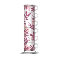 Набор чашек для эспрессо Bialetti Primavera 6 шт на подставке Pink (8006363042840)