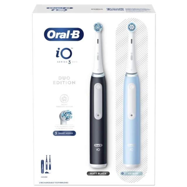 Електрична зубна щітка Oral-B iO3 Duo Pack 2 шт Matt Black/Ice Blue (8006540731772)