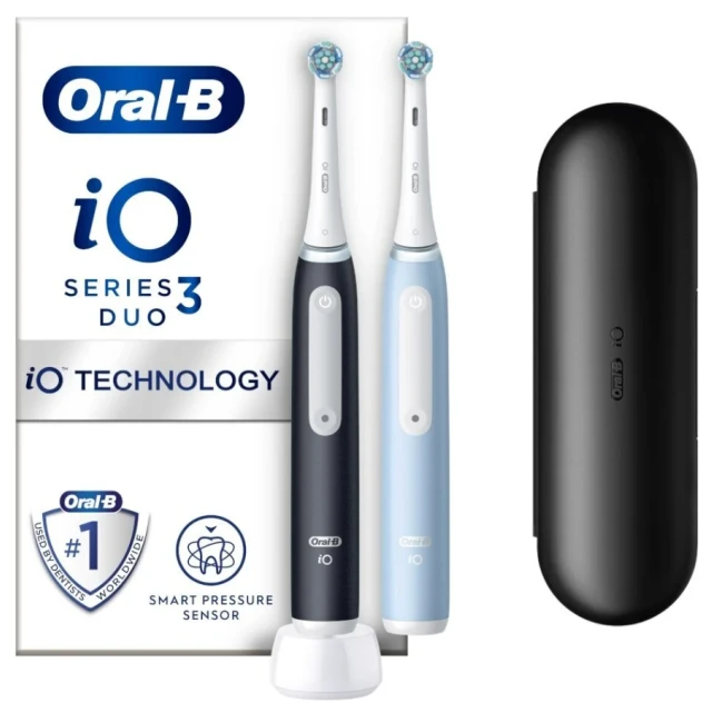 Електрична зубна щітка Oral-B iO3 Duo Pack 2 шт Matt Black/Ice Blue (8006540731772)