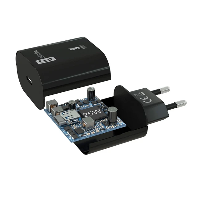 Зарядний пристрій Cellularline Super Fast Charger USB-C 25W Black (ACHSMUSBCPD25WK)