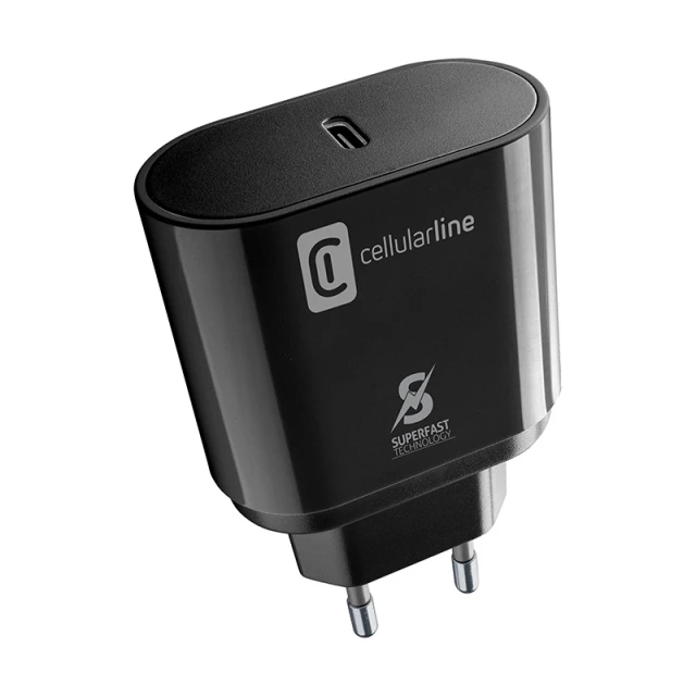 Зарядний пристрій Cellularline Super Fast Charger USB-C 25W Black (ACHSMUSBCPD25WK)