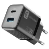 Зарядний пристрій Cellularline Multipower Micro GaN USB-C & USB-A Power Delivery 30W Black (ACHUSBGAN2PD30WK)