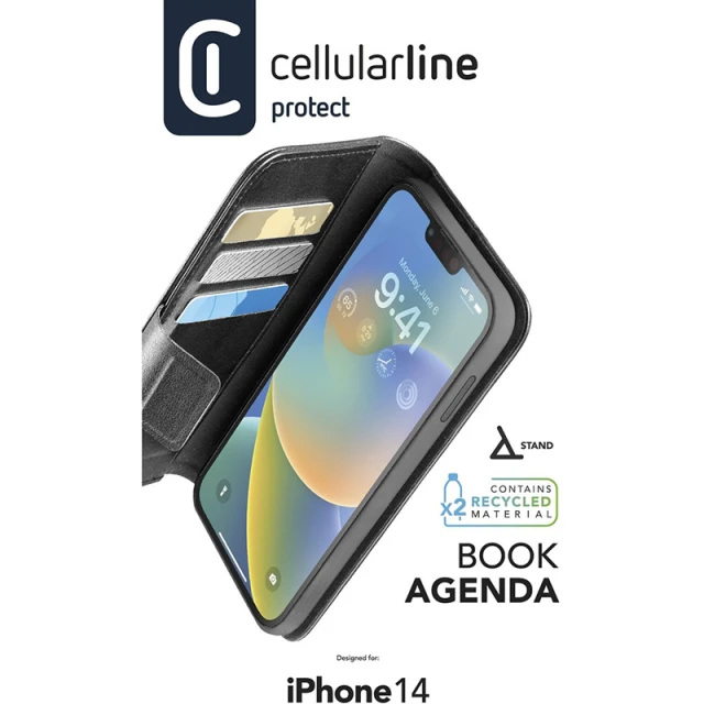 Чохол Cellularline Book Agenda для iPhone 14 Black (BOOKAG2IPH14K)