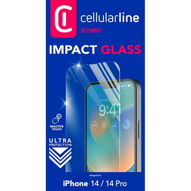 Захисне скло Cellularline Impact Glass для iPhone 14 / iPhone 14 Pro (TEMPGLASSIPH14)