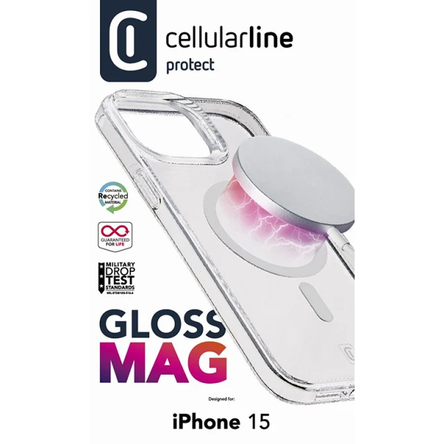 Чохол Cellularline Gloss Mag для iPhone 15 Clear (GLOSSMAGIPH15T)
