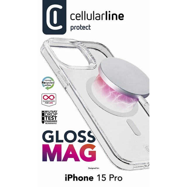 Чохол Cellularline Gloss Mag для iPhone 15 Pro Transparent (GLOSSMAGIPH15PROT)