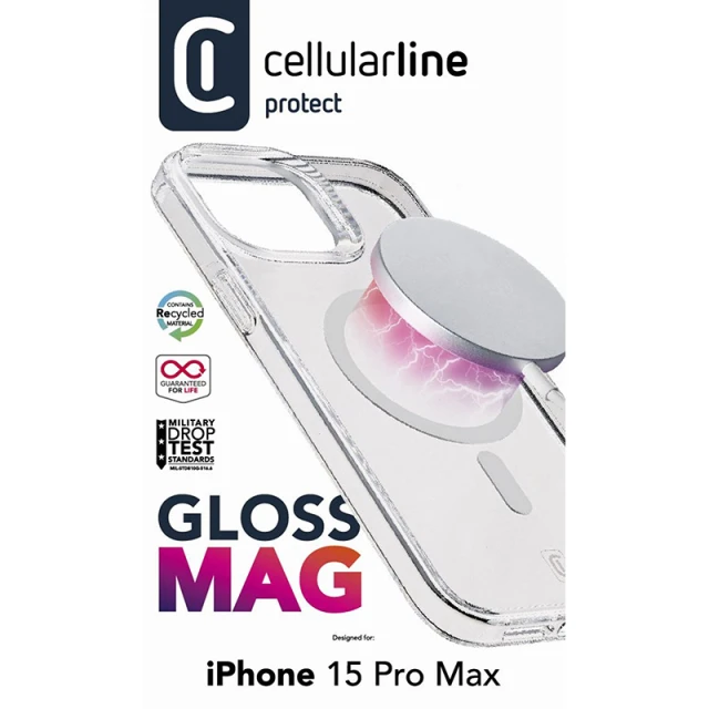 Чохол Cellularline Gloss Mag для iPhone 15 Pro Max Clear (GLOSSMAGIPH15PRMT)