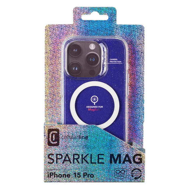 Чохол Cellularline Sparkle Mag для iPhone 15 Pro Transparent (SPARKMAGIPH15PROT)