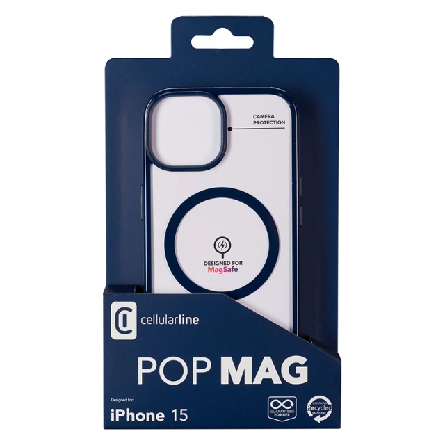 Чехол Cellularline Pop Mag для iPhone 15 Navy (POPMAGIPH15B)