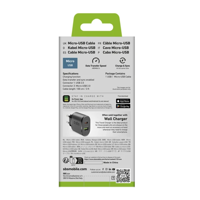 Кабель SBS LTHL200 USB-A - Micro-USB 1m Black (8018417155468)