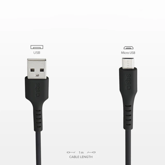 Кабель SBS LTHL200 USB-A - Micro-USB 1m Black (8018417155468)
