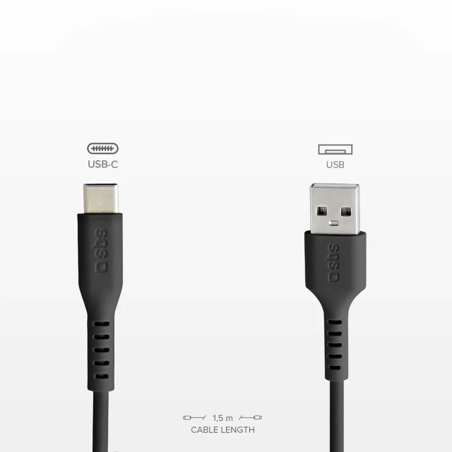 Кабель SBS USB-A - USB-C 1.5m Black (8018417215773)