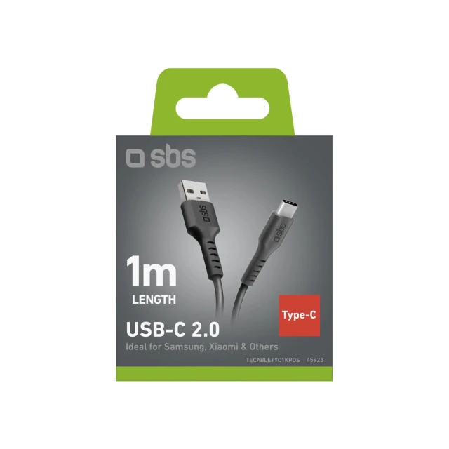 Кабель SBS USB-A - USB-C 1m Black (8018417245923)