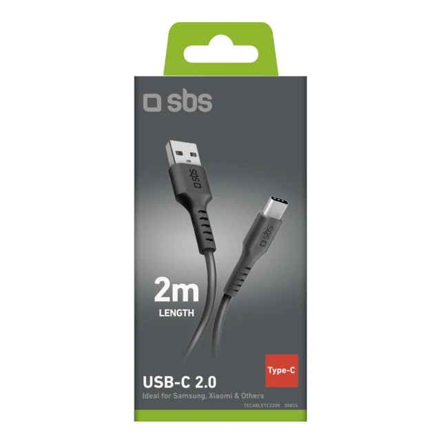 Кабель SBS USB-A - USB-C 2m Black (8018417258824)