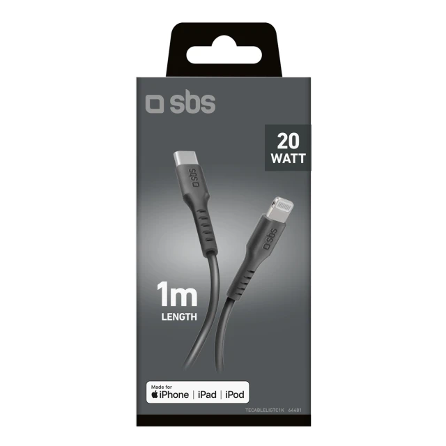 Кабель SBS USB-C - Lightning 1m Black (8018417264481)