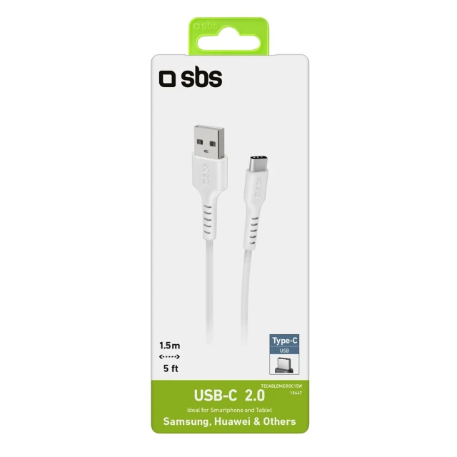 Кабель SBS USB-A - USB-C 1.5m White (8018417310447)