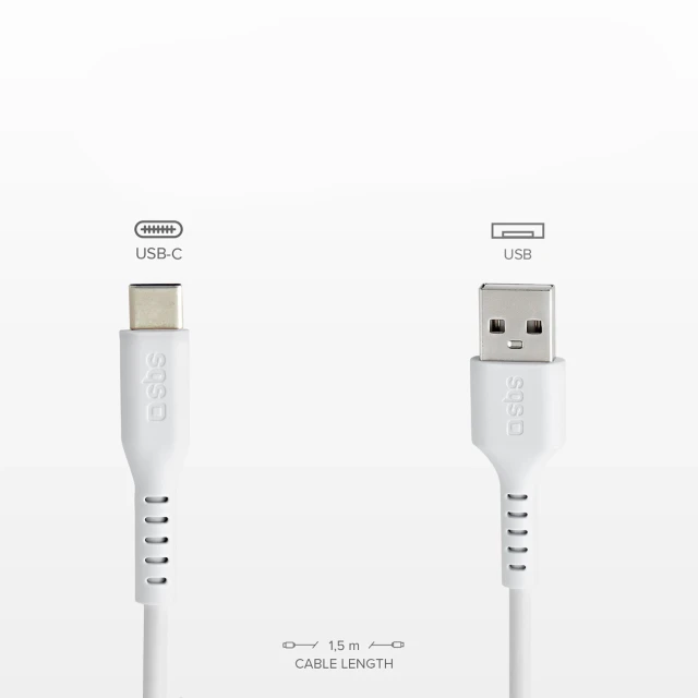 Кабель SBS USB-A - USB-C 1.5m White (8018417310447)