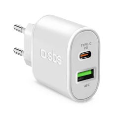 Сетевое зарядное устройство SBS TETRPD20W 20W USB-A USB-C White (8018417324079)