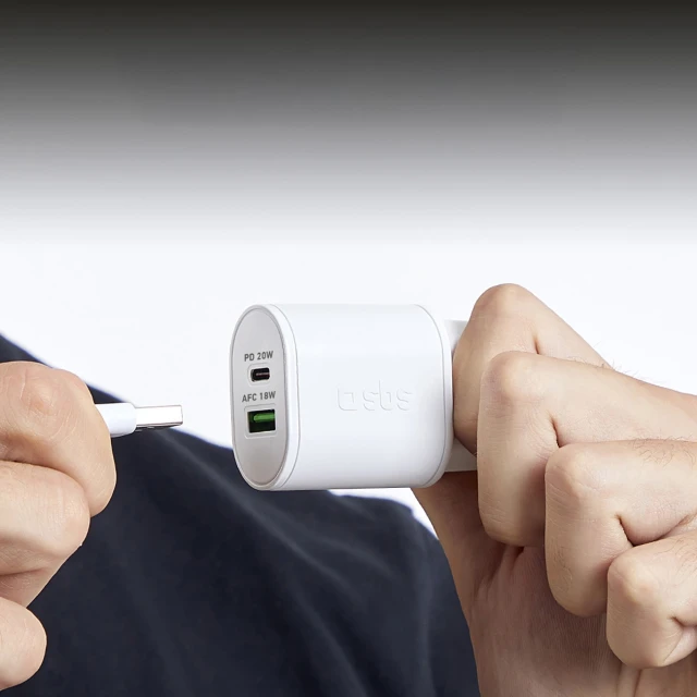Мережевий зарядний пристрій SBS TETRPD20W 20W USB-A USB-C White (8018417324079)