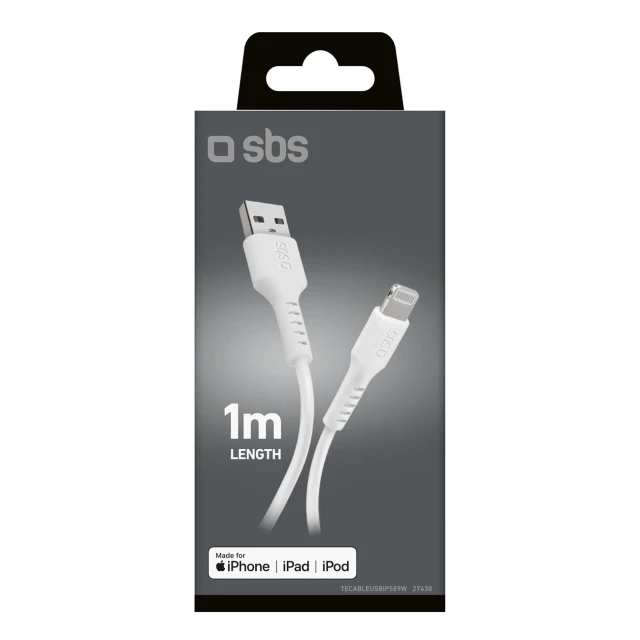 Кабель SBS TECABLEUSBIP589W USB-A - Lightning White (8018417327438)