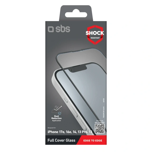 Захисне скло SBS Full Cover для iPhone 17e | 16e | 14 | 13 Pro | 13 (8018417336928)