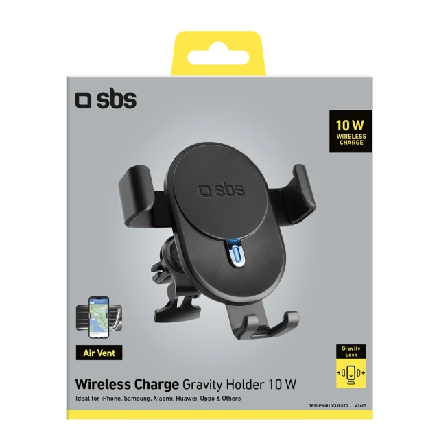 Автотримач SBS з бездротовою зарядкою 10W Black (8018417343605)