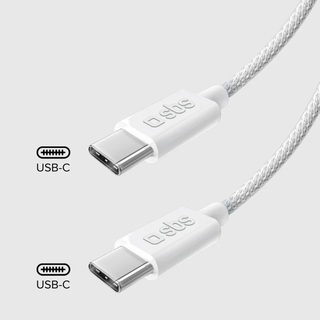 Кабель SBS TECABLETISSUETCCG USB-C - USB-C 1,5m 60W в оплетке Grey (8018417439704)
