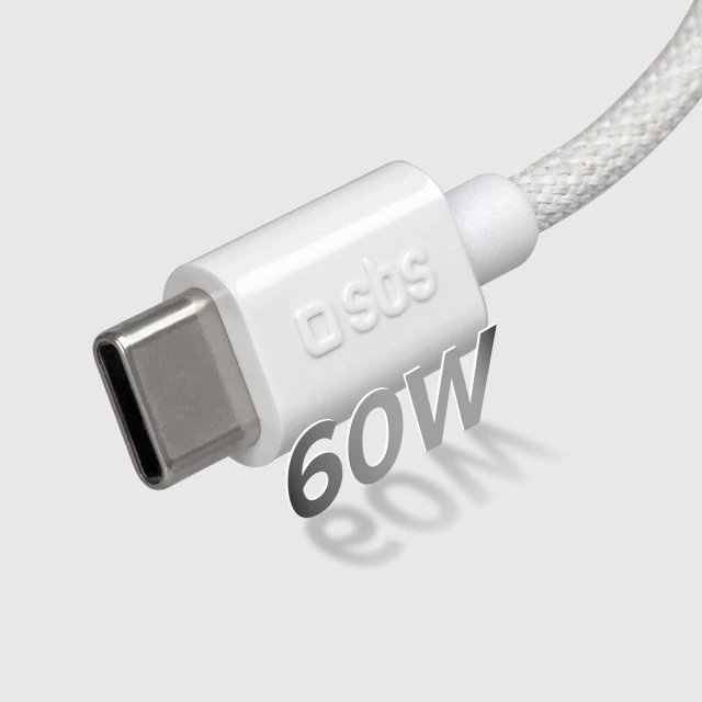 Кабель SBS TECABLETISSUETCCG USB-C - USB-C 1,5m 60W в оплетке Grey (8018417439704)