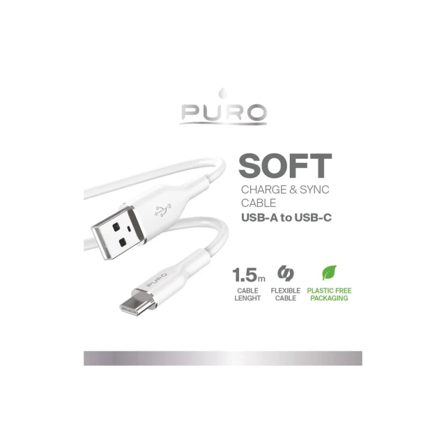 Кабель Puro Icon Soft Cable USB-A to USB-C 1.5 m White (PUUSBCICONWHI)