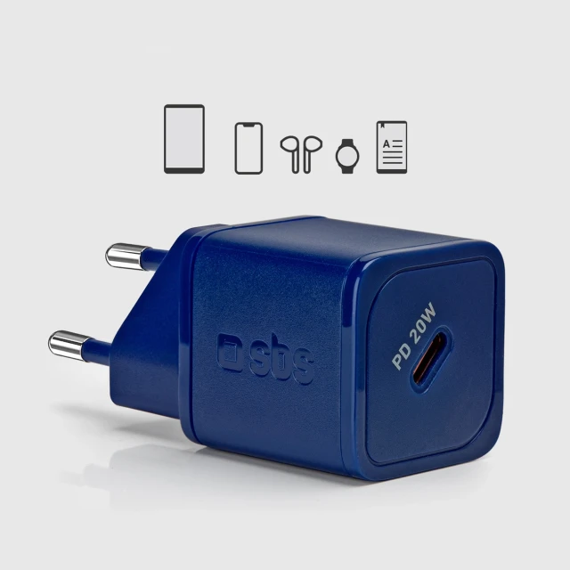 Зарядний пристрій SBS 20W GaN Blue (8018417444630)