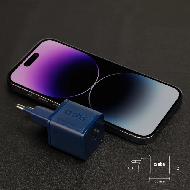 Зарядний пристрій SBS 20W GaN Blue (8018417444630)