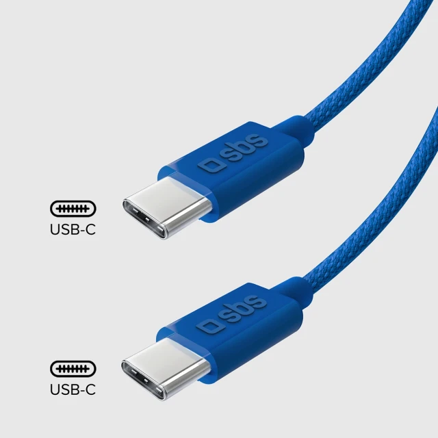 Кабель SBS USB-C - USB-C 1.5m 60W Blue (8018417447792)