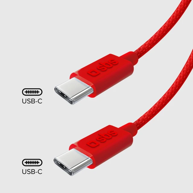Кабель SBS USB-C - USB-C 1.5m 60W Red (8018417447808)