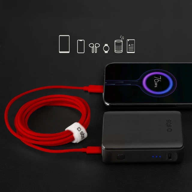 Кабель SBS USB-C - USB-C 1.5m 60W Red (8018417447808)