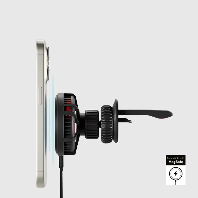 Автотримач SBS з бездротовою зарядкою 15W на дефлектор з охолодженням Black with MagSafe (8018417452086)
