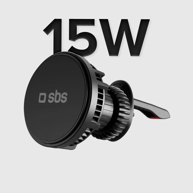 Автотримач SBS з бездротовою зарядкою 15W на дефлектор з охолодженням Black with MagSafe (8018417452086)