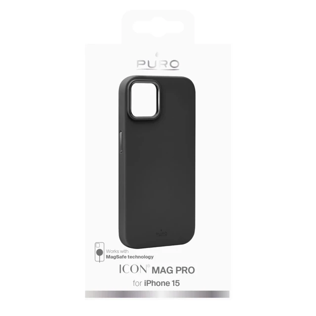 Чехол Puro Icon Mag Pro для iPhone 15 Black (PUIPC1561ICONMPBLK)