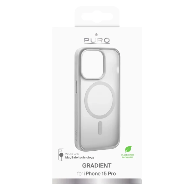 Чохол Puro Gradient для iPhone 15 Pro Silver with MagSafe (8018417455896)